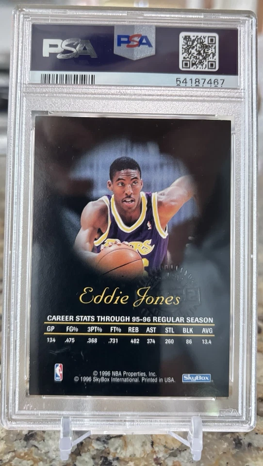 1996-97 Skybox Premium Autographics Eddie Jones Black Ink-  Dual Graded - Pop 1  - Image 2 of 2