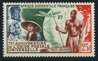 洋画・外国映画 MAPI French West Africa C15,MNH.Michel 59. UPU-75,1947.Colonials,Globe