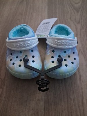 Crocs Gr.19/20 Glitzer Hellblau Bunt Türkis Neu Fell Classic Line