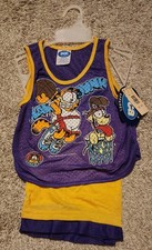 Vintage PCA Apparel Garfield Basketball Slam Dunk 4T Toddler 2 Pc Jersey Set