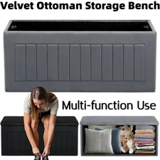 40" Velvet Storage Bench with Upholstered Ottoman End of Bed Couch for Bedroom