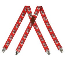 X-Back Suspenders for Men 1.4 Inches Wide Straight Strong Clips Adjustable Red