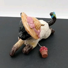 Vintage Kitty Cat Ornament  Porcelain Pull String Tail & Paw Movement 5.5"