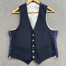 Vintage Sears Roebuck PERMA-PREST Reversible Vest Men's 42R Large Navy Blue Grey