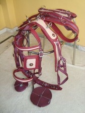 Synthetic Patent Nylon Driving harness Cherry Beige Full Cob Pony Mini Shetland