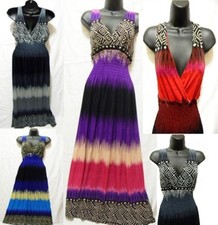 Egyptian Summer Maxi Dress Sundress Sun Evening Long Tie Dye M L XL 1X Stripe 