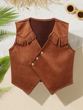 DE iEFiEL Jungen Mädchen Cowboy Weste Rodeo Wilder Western Outfit Karneval