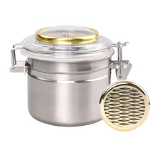Tobacco Jar Herb Container Stainless Steel Airtight with Humidifier Hygrometer