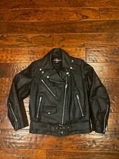 Vintage Niki Womens Leather Motorcycle Jacket Quilt Lined Belted Size 10 USA