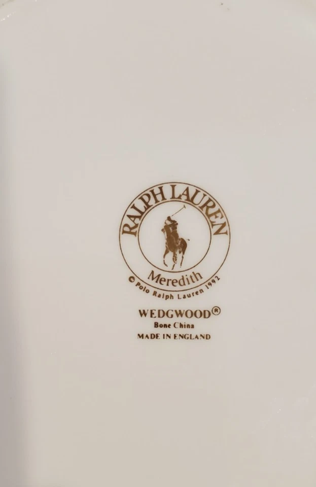 Lote de 4 cuencos de sopa con borde de madera de cuña Ralph Lauren Meredith 9" beige hojas florales Foto 4 de 4