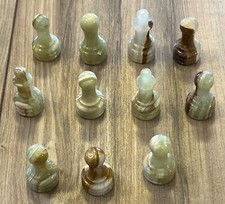Vintage Lot Of 11 Jade Chess Pieces 1.5 - 2 i...