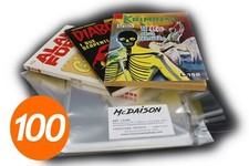 100 BUSTE trasparenti x FUMETTI Diabolik Alan Ford Kriminal Satanik 131 x 178 mm
