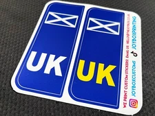 Pack of 2 UK SCOTLAND Number Plate Badge Travel Stickers, DVLA compliant Saltire