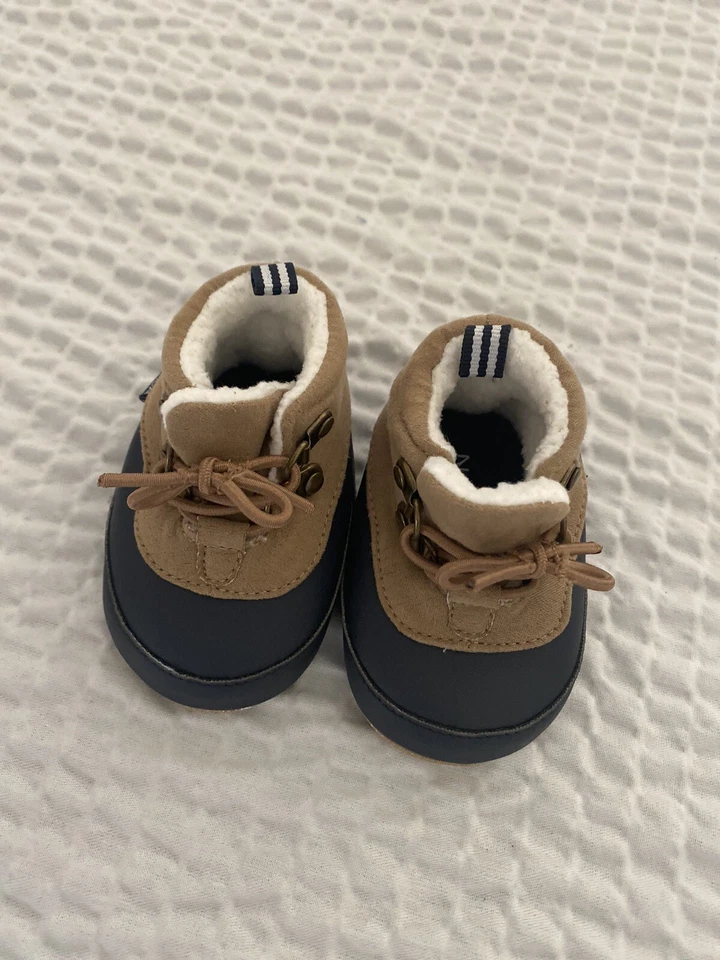 Baby Boys Shoes Crib Booties Nautica Boots Size 1 Tan Brown Tie Closure* - Image 2 of 4