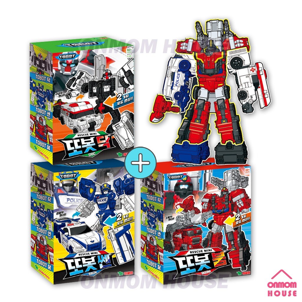 Tobot Mini Rescue DOC SSEN BOOM SET Transformer Car Robot Korean
