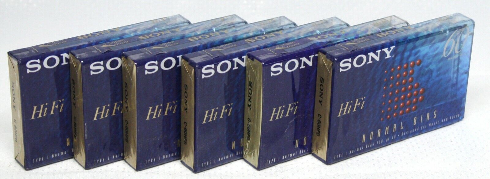 Six 60 min Blank  Audio Cassette Tapes New/Sealed SONY HiFi  #DJ
