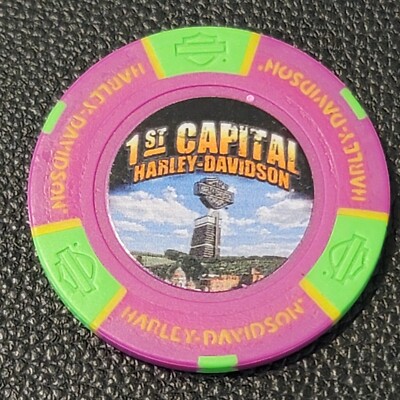 1st CAPITAL HD - PENNSYLVANIA (NPink/NGreen Full Color) Harley Poker Chip CLOSED