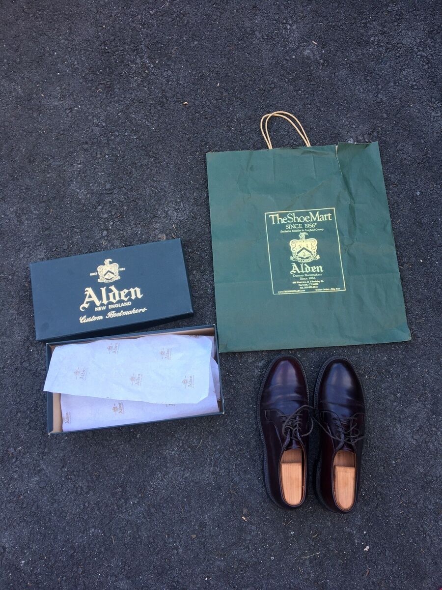 Men's Alden Shell Cordovan Plain Toe Blucher Vibram Sole 7 B Men's Alden Shell Cordovan Plain Toe Blucher Vibram Sole 7 B
