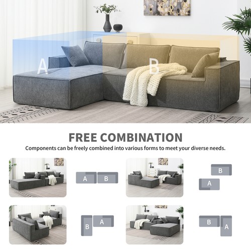 111.5*72" Minimalist Style Modular Sectional Sofa,Wrinkle-resistant Chenille Cou - Picture 28 of 72