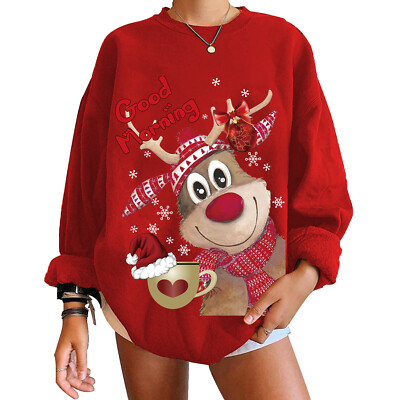 売れ筋商品|||エルエーポップアート カットソー トップス レディース Women's Santa's Reindeer Word Art Hooded Sweatshirt Purple ON SALE! Christmas Reindeer Print Hoodie Sweatshirt Sweater