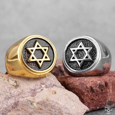 Sculpt Rings Star of David Hexagram Punk Ring Stainless Steel Jewish Jewelry