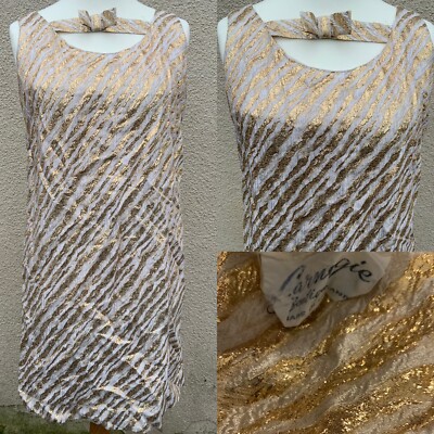 CARNEGIE TRUE VINTGE 50 s 60 s GOLD LAME ETUIKLEID MOD PARTY 14