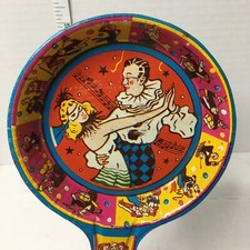 US Metal Toy Mfg Co "Masquerade" Tin Party Noise Maker Clapper Vintage 1940s