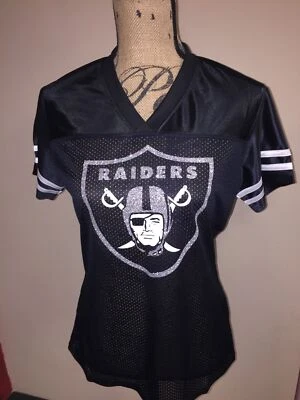 SPORT TEK Las Vegas Raiders Women's Glitter Football Jerseys Black and Silver
