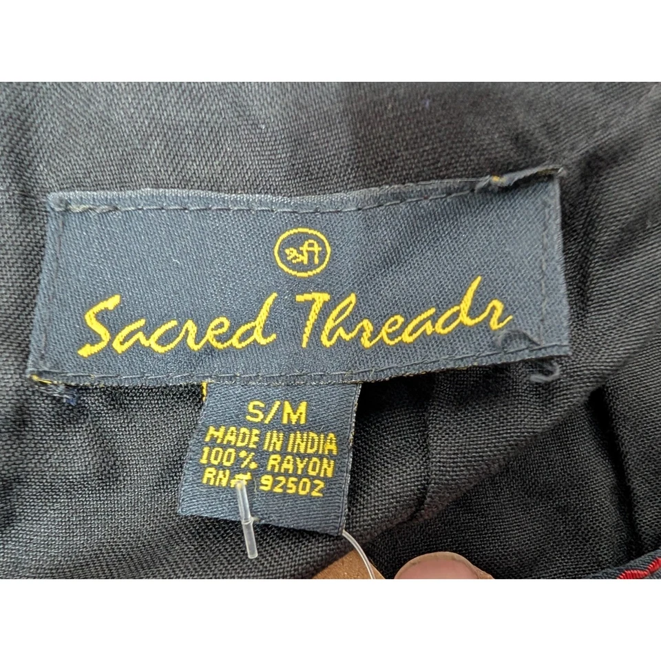 Sacred Threads Long Sleeve Maxi Dress S/M Squareneck Patchwork Witchy Goth NWT - Image 2 of 4