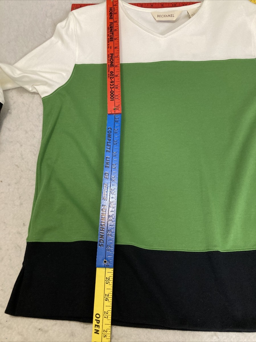 Bechamel Color Block White Green Black Top SZ L NWT 3/4 Sleeves | eBay
