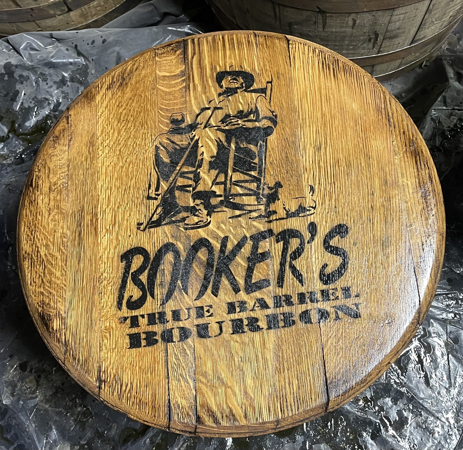 (BOOKERS) Jim Beam Distillery Bourbon Barrel Authentic Head 21” Dia.