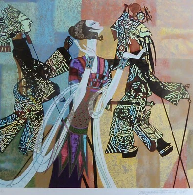 Ting Shao Kuang " Shadow Jeu " Sérigraphie Sur Papier Main Signée Femme Avec - Photo 1/4