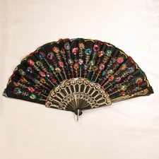 Sparkling Colorful Sequin Folding Hand Fan Parties Dancing Costumes - A229