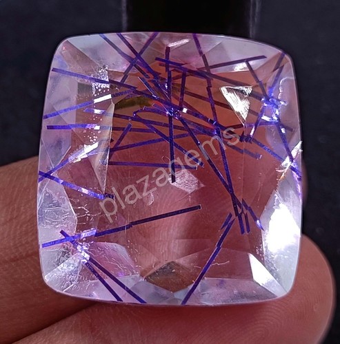 69.20 CT Cushion Purple Rutilated Quartz Certified Transparent Loose Gems 5MRS - Picture 3 of 8