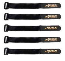 Apex RC Products 5 Pack 20mm x 200mm HD Rubberized Battery Straps Non-Slip 3030