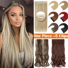 Real Natural V&I Shape Clip in Hair Extensions Full Head as Human Hair Piece US