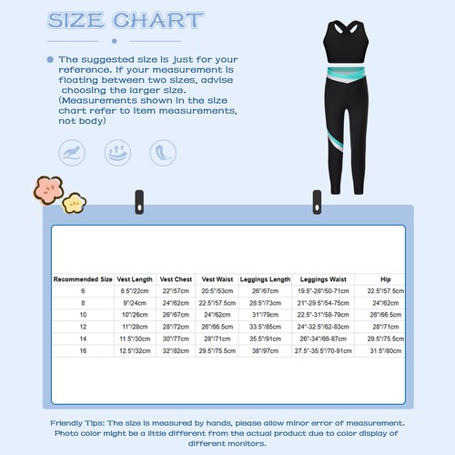 Kids Girls Dancewear Keyhole Outfits Sports Set Tights Costume Sleeveless Suit - Picture 16 of 50