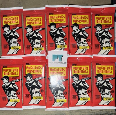 (10) 2024 Topps Archives Baseball EXCLUSIVE JUMBO FAT CELLO Pack-YELLOW PARALLEL