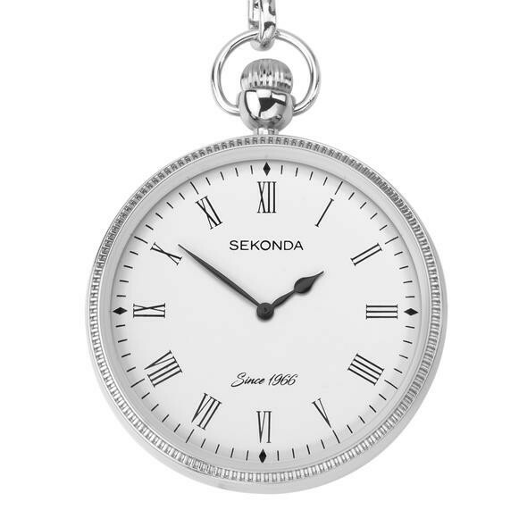 Pocket Watch By Sekonda Silver Tone With Chain 1792 RRP £49.99