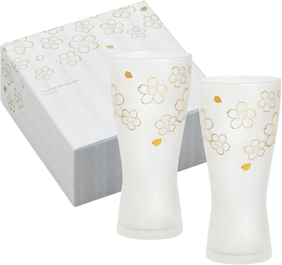 ADERIA Premium SAKURA Beer Glass 310ml Pair Set Made in Japan