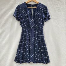 Express Womens Size 2 Navy Polkadot Cap Sleeve Mini Dress