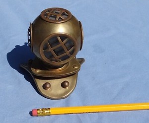 Brass 3.5” Deep Sea Helmet Display Model Nautical Man Cave Bar