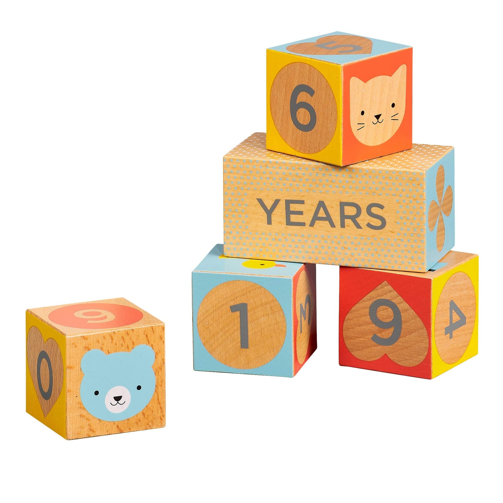 Petit Collage Wooden Milestone Baby Blocks Toy NUOVO