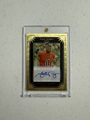 Mitchell Trubisky 2019 Donruss Optic Elite Series Gold Vinyl Auto 1/1 Bears