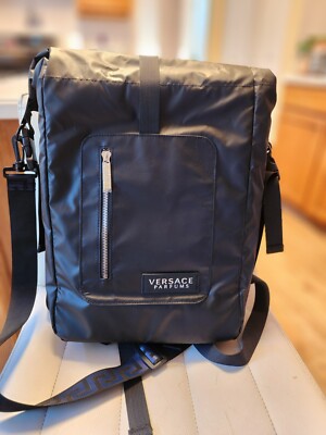 VERSACE Parfums Backpack Black Blue Travel Carryon Item 14