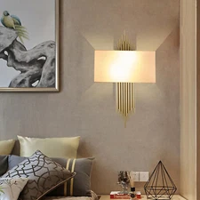 Modern Luxury Decor LED Metal+Fabric Wall Light Sconce Bedroom Hallway Wall Lamp