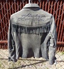 Vtg Harley Davidson Leather Jacket Xs Gray Aged Leather Studded Logo Nice