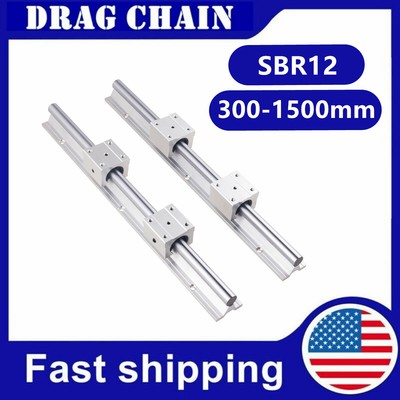 2PCS SBR12 linear guide rail 4 pieces bearing housing guide rail support