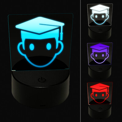 Occupation Student Graduate Cap Graduation Icon 3D LED Night Light Sign Lamp