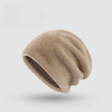 Women's Slouchy Faux Fur Beanie Fur Furffy Warm Winter Casual Beige Black